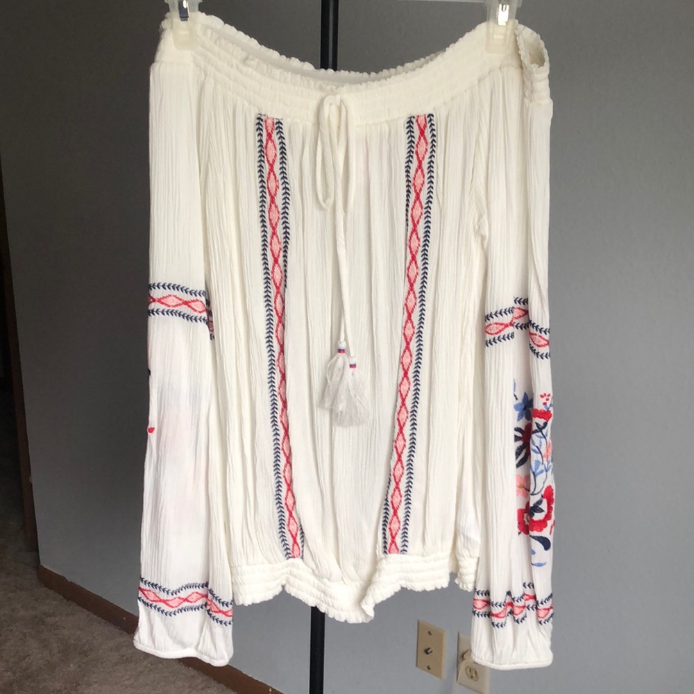 Americana embroidered off shoulder blouse